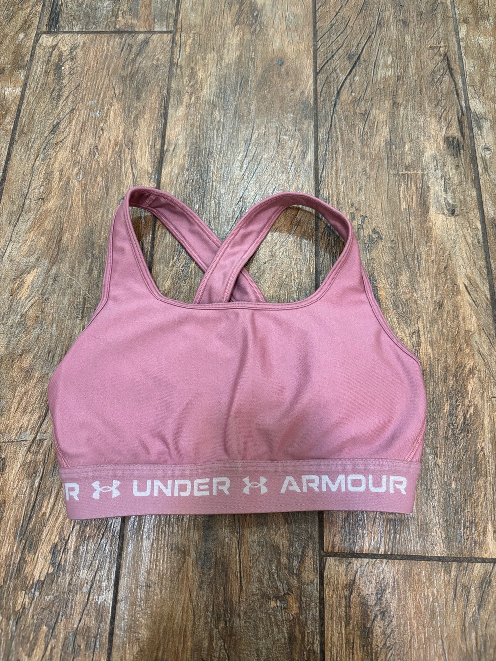 Under Armour Mauve Pink Crossback Logo Band Sports Bra